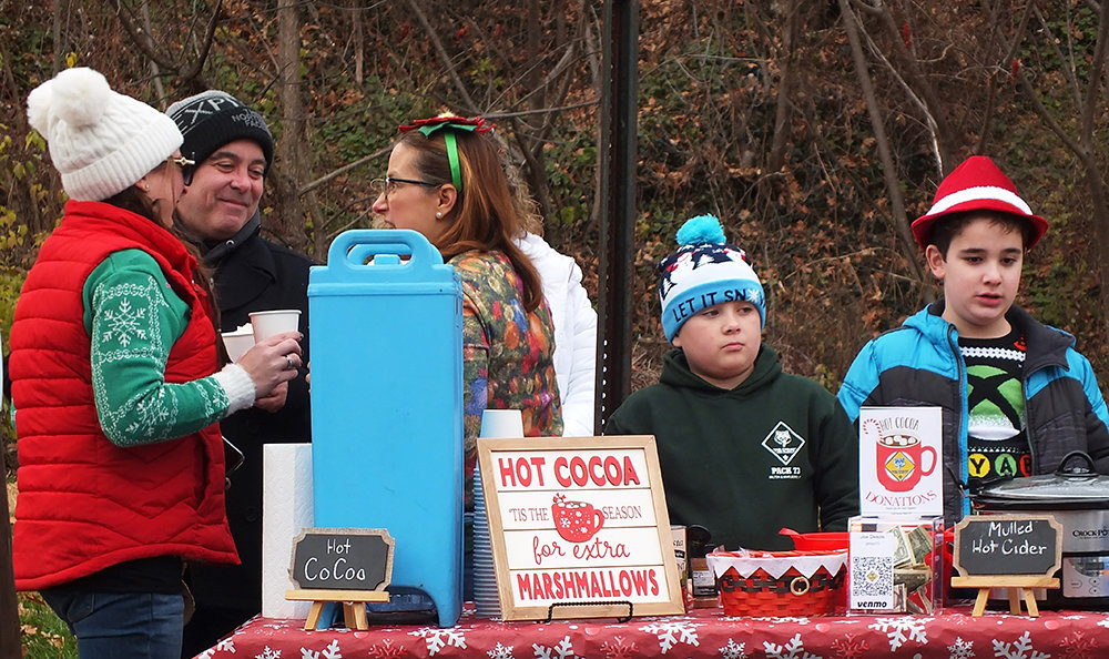 The Boy Scouts provided hot cocoa and mulled cider to everyone.
